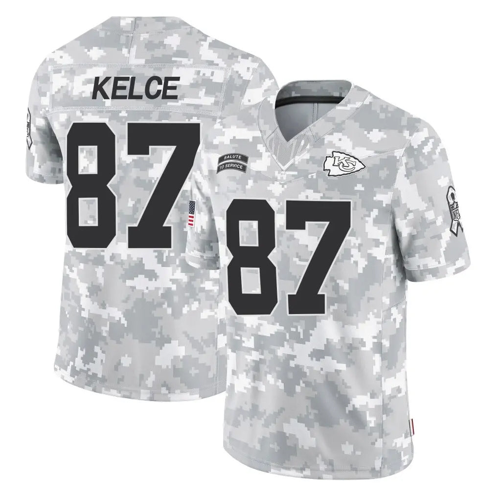 Vanessashop KC.Chiefs #87 Travis Kelce Player Arctic Camo Salute To Service Limited Game Stitched Jerseys
