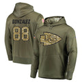 Vanessashop KC.Chiefs #88 Tony Gonzalez Player Olive Salute to Service Pullover Hoodies Home Game Stitched Jerseys