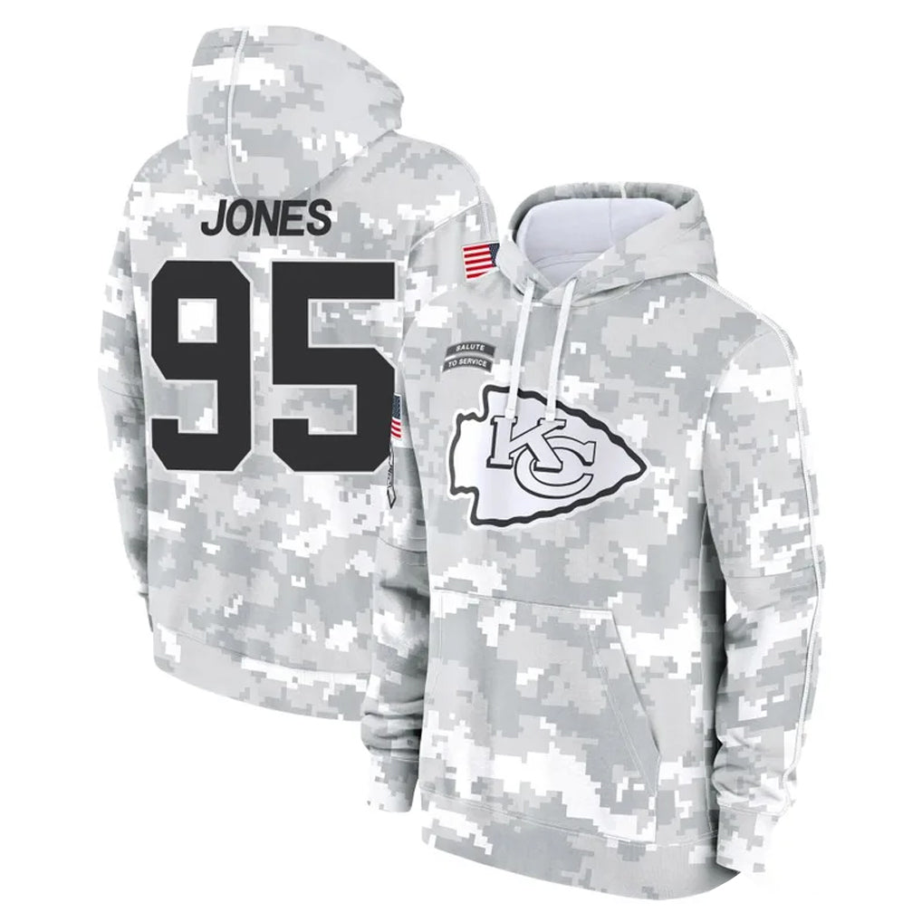 Vanessashop KC.Chiefs #95 Chris Jones Player Arctic Camo Salute to Service Hoodies Limited Game Stitched Jerseys