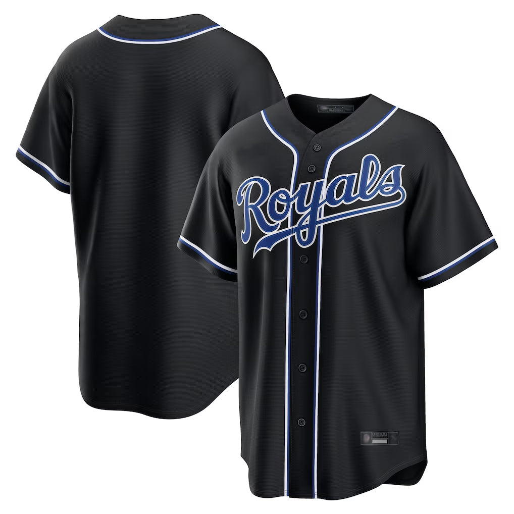 Vanessashop KC.Royals Black Carbon Fashion Home Game Blank Player Stitched Jerseys