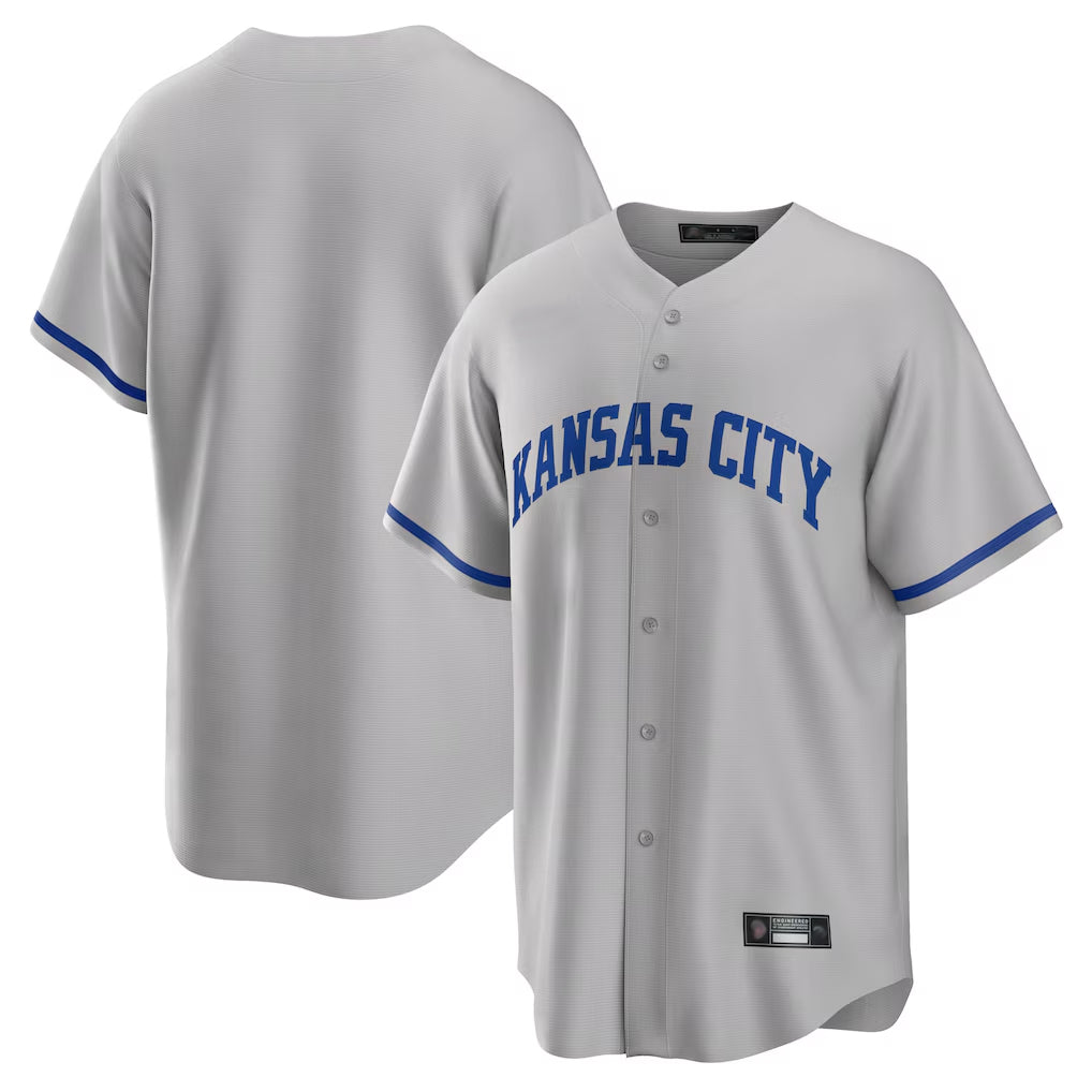Vanessashop KC.Royals Gray Game Home Blank Player Stitched Jerseys