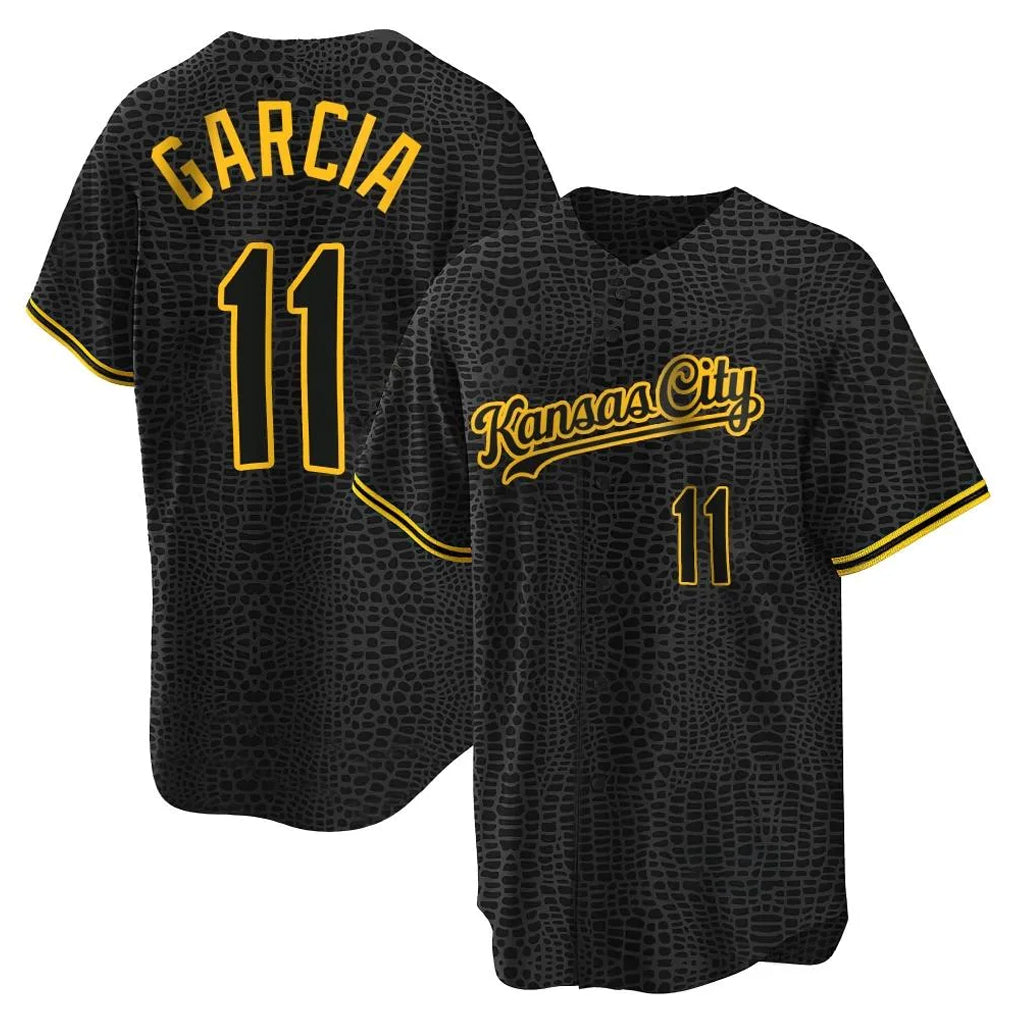 Vanessashop KC.Royals #11 Maikel Garcia Player Black Snake Skin City Game Stitched Jerseys