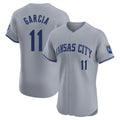 Vanessashop KC.Royals #11 Maikel Garcia Player Gray Limited Elite Home Stitched Jerseys