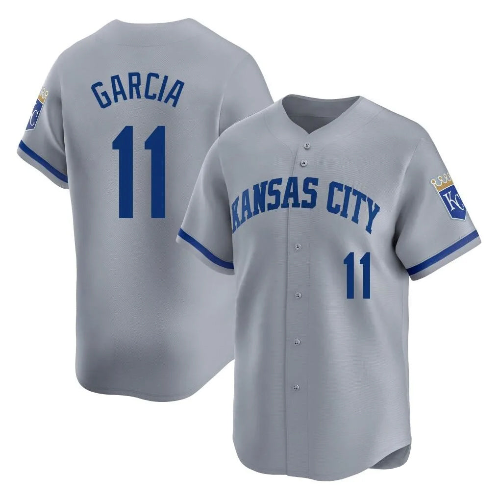 Vanessashop KC.Royals #11 Maikel Garcia Player Gray Limited Home Stitched Jerseys