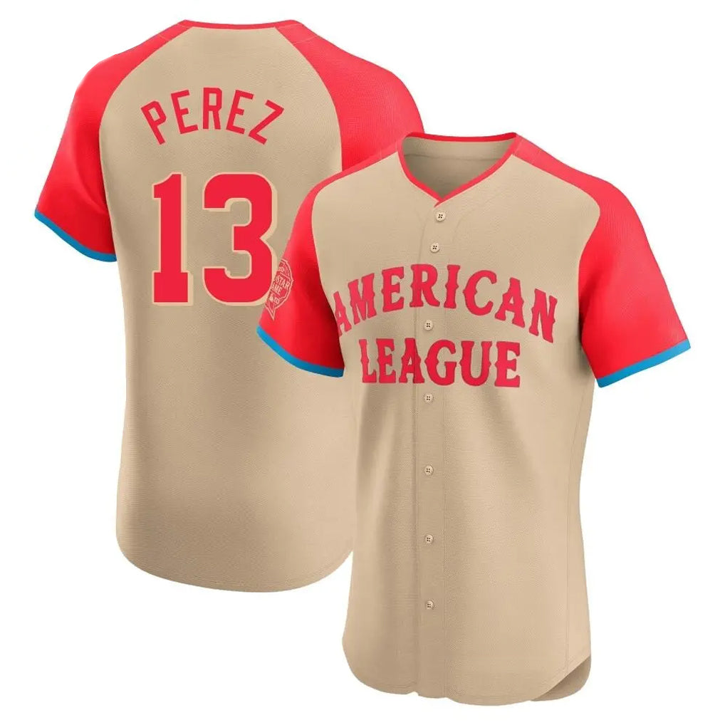 Vanessashop KC.Royals #13 Salvador Perez Player Cream American League All-Star Game Limited Home Stitched Jerseys