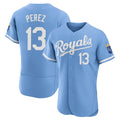 Vanessashop KC.Royals #13 Salvador Perez Player Light Blue Alt Limited Elite Home Stitched Jerseys