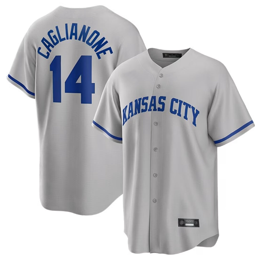 Vanessashop KC.Royals #14 Jac Caglianone Player Gray Game Home Stitched Jerseys