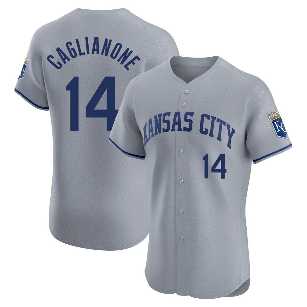 Vanessashop KC.Royals #14 Jac Caglianone Player Gray Limited Elite Home Stitched Jerseys