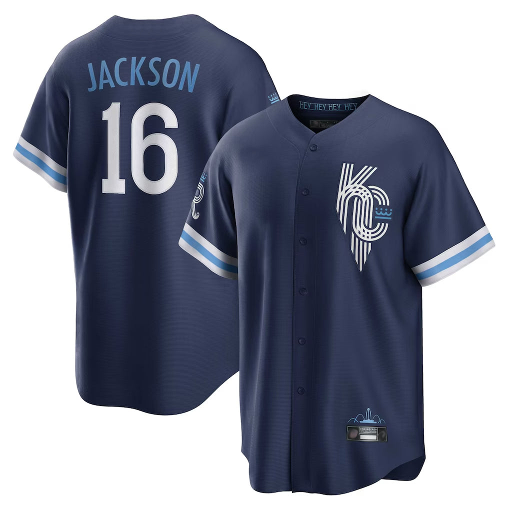 Vanessashop KC.Royals #16 Bo Jackson Player Navy City Connect Home Game Stitched Jerseys