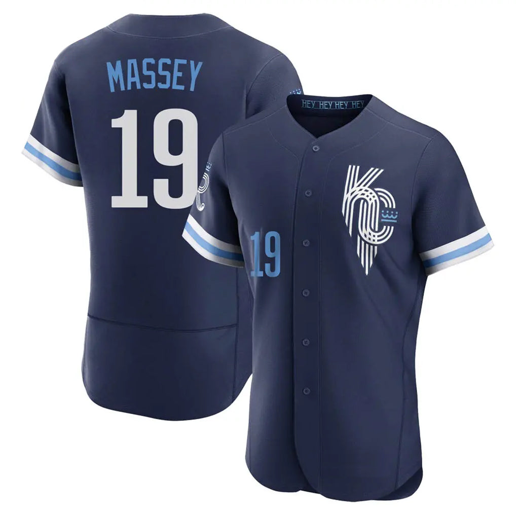 Vanessashop KC.Royals #19 Michael Massey Player Navy City Connect Limited Elite Home Stitched Jerseys