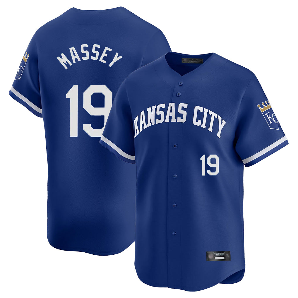 Vanessashop KC.Royals #19 Michael Massey Player Royal Limited Home Stitched Jerseys