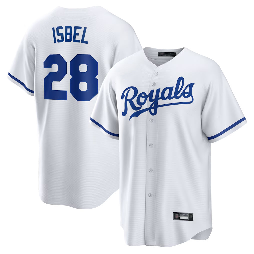 Vanessashop KC.Royals #28 Kyle Isbel Player White Home Game Stitched Jerseys