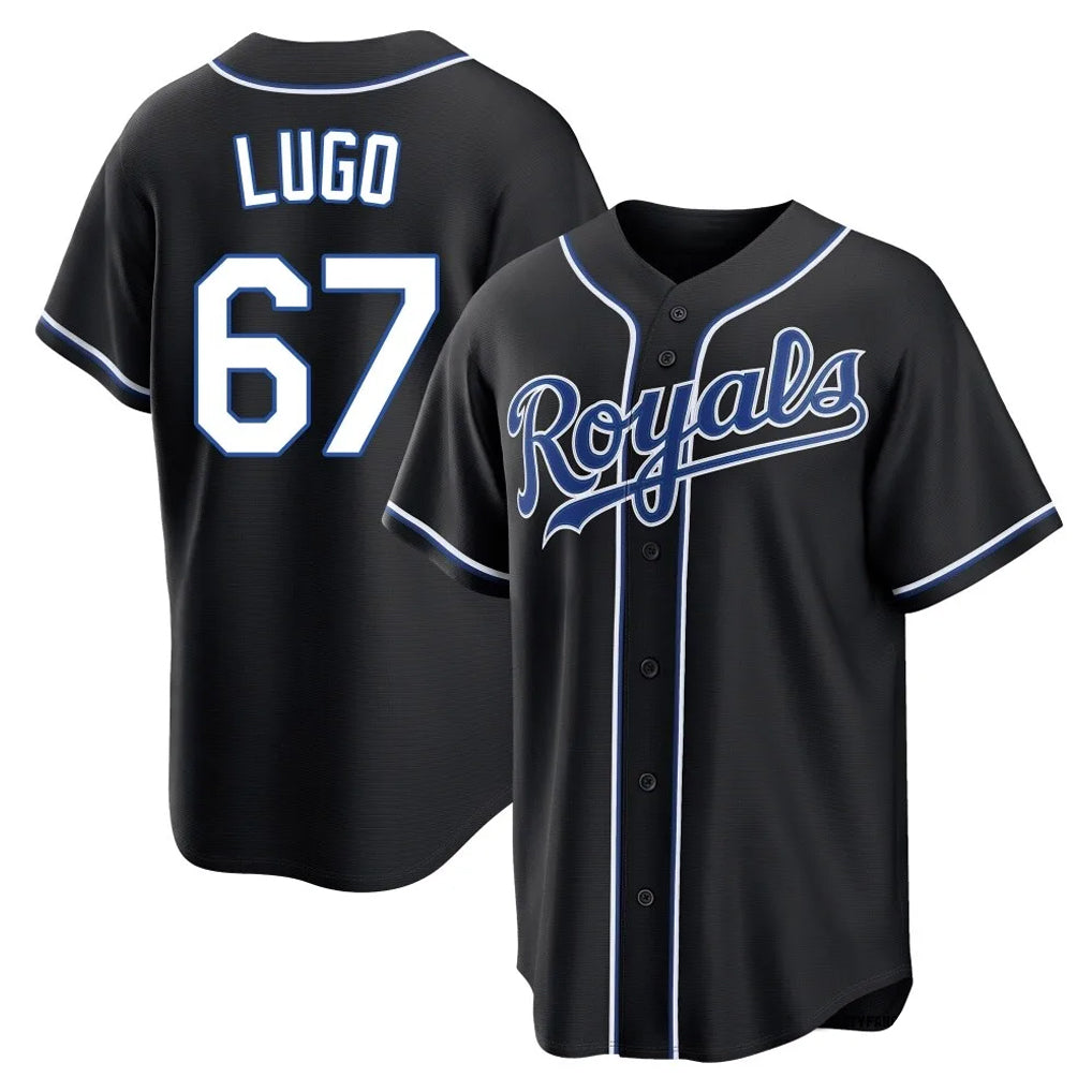 Vanessashop KC.Royals #67 Seth Lugo Player Black Carbon Fashion Home Game Stitched Jerseys
