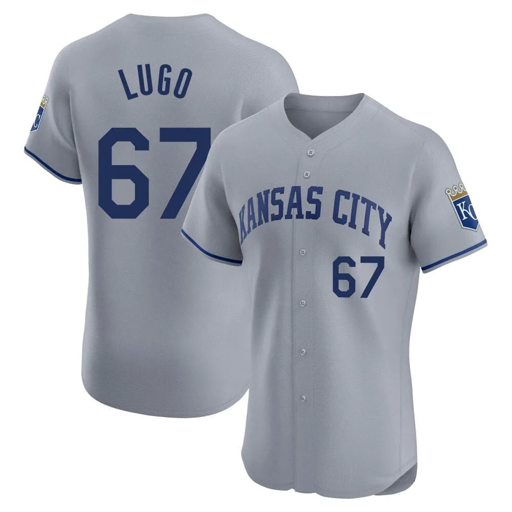 Vanessashop KC.Royals #67 Seth Lugo Player Gray Limited Elite Home Stitched Jerseys