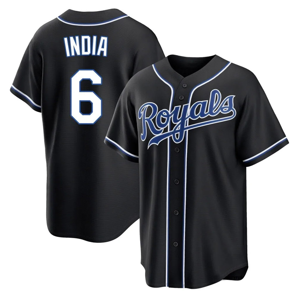 Vanessashop KC.Royals #6 Jonathan India Player Black Carbon Fashion Home Game Stitched Jerseys