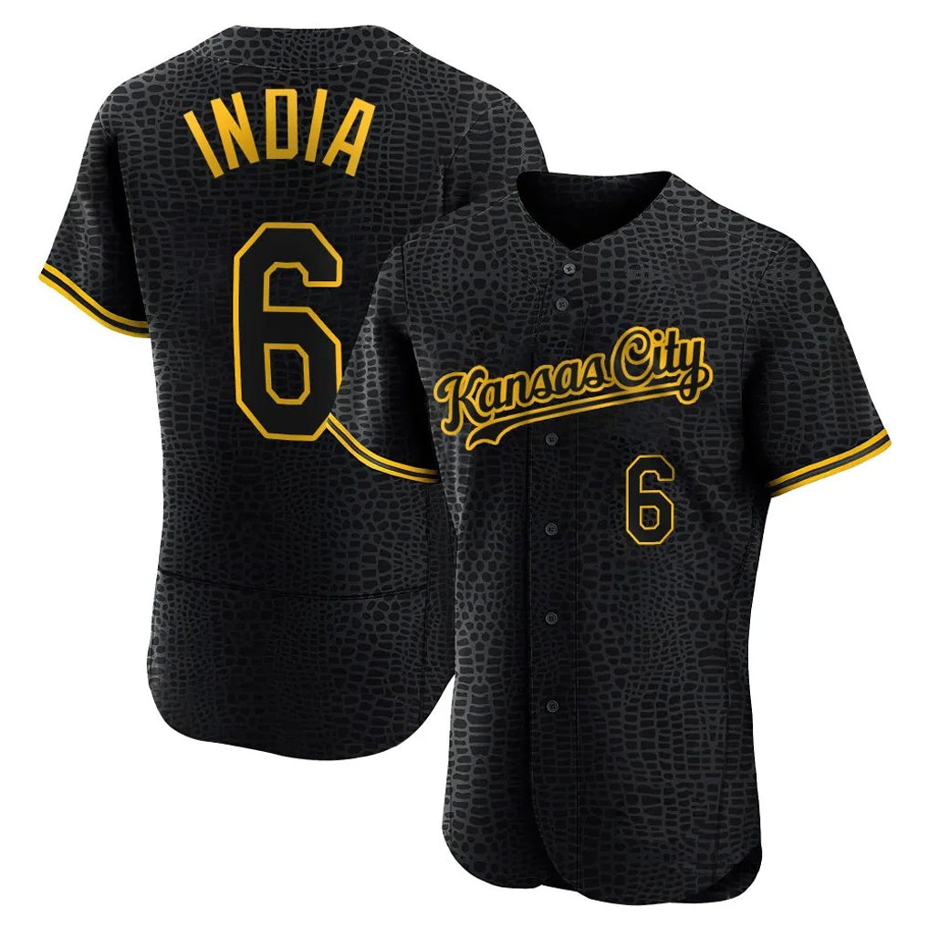 Vanessashop KC.Royals #6 Jonathan India Player Black Snake Skin City Limited Elite Stitched Jerseys