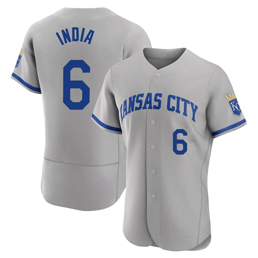 Vanessashop KC.Royals #6 Jonathan India Player Gray Limited Elite Home Game Stitched Jerseys