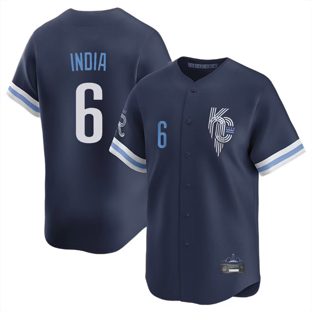 Vanessashop KC.Royals #6 Jonathan India Player Navy City Connect Limited Home Stitched Jerseys