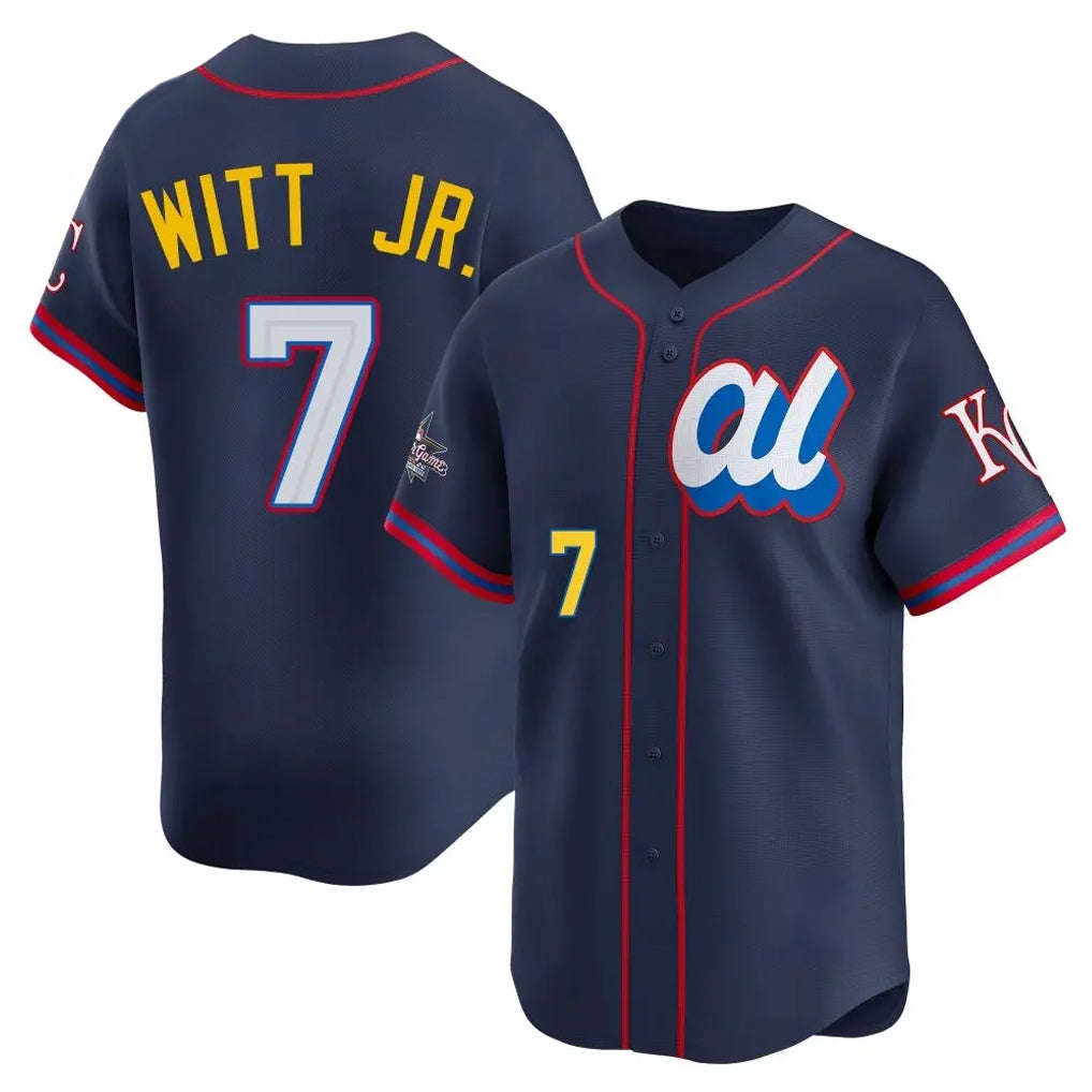 Vanessashop KC.Royals #7 Bobby Witt Jr. Player Navy Limited American League All-Star Edition Stitched Jerseys