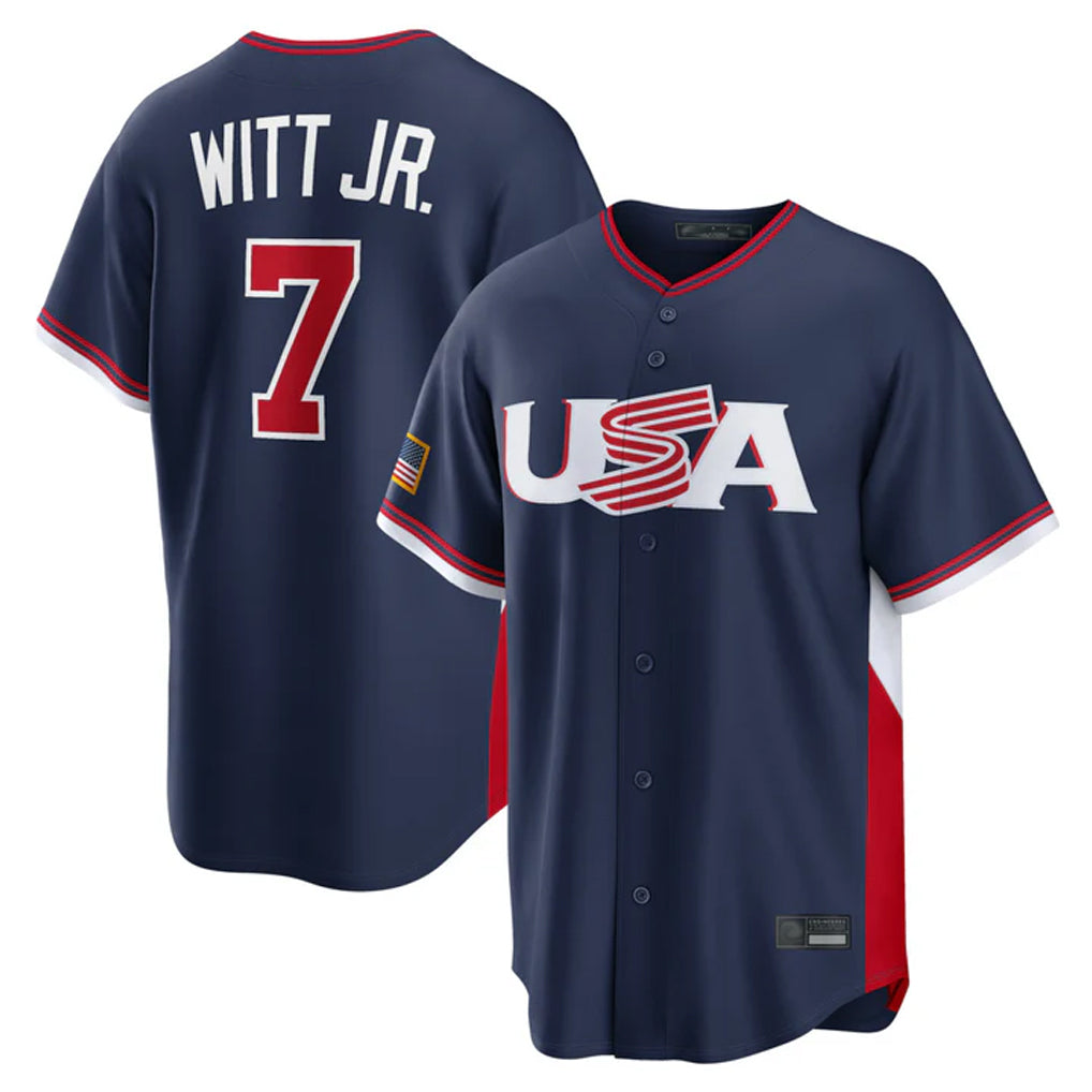 Vanessashop KC.Royals #7 Bobby Witt Jr. Player Navy USA 2026 World Classic Game Stitched Jerseys