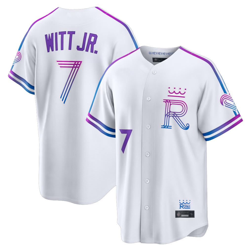 Vanessashop KC.Royals #7 Bobby Witt Jr. Player White 2026 City Connect Limited Home Stitched Jerseys