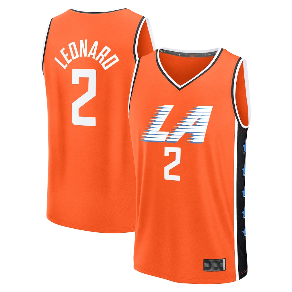 Vanessashop L.Clippers #2 Kawhi Leonard Orange 202526 City Edition Fast Break Stitched Jerseys