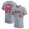 Vanessashop LA.Angels #25 Travis d'Arnaud Player Gray Home Limited Elite Stitched Jerseys