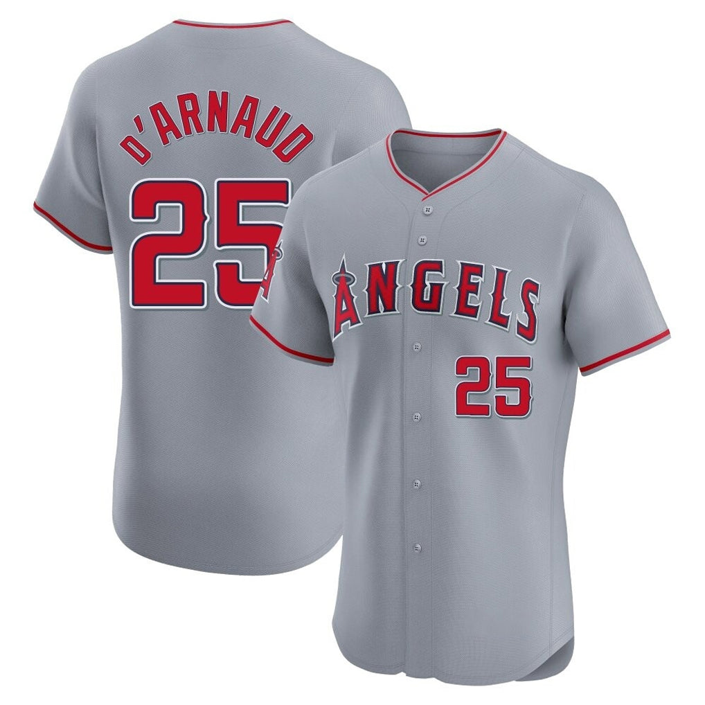 Vanessashop LA.Angels #25 Travis d'Arnaud Player Gray Home Limited Elite Stitched Jerseys