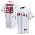 Vanessashop LA.Angels #25 Travis d'Arnaud Player White Home Game Stitched Jerseys