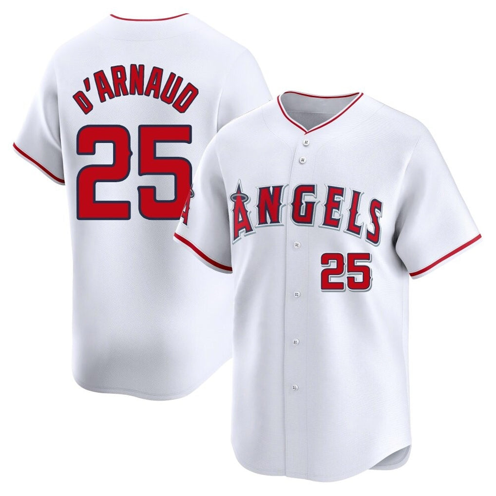 Vanessashop LA.Angels #25 Travis d'Arnaud Player White Limited Home Stitched Jerseys