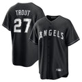 Vanessashop LA.Angels #27 Mike Trout Player Black Lights Out Fashion T-shirt Stitched Jerseys