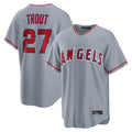 Vanessashop LA.Angels #27 Mike Trout Player Gray Home Game Stitched Jerseys