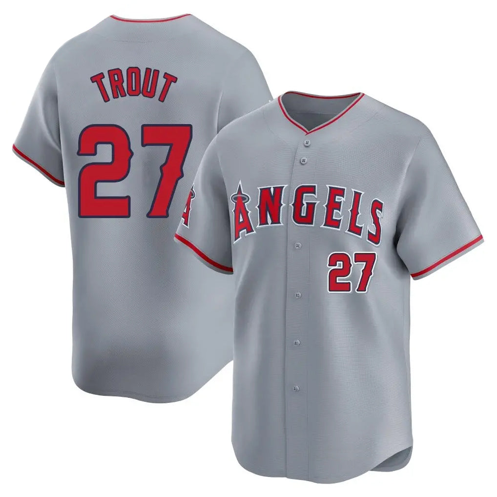 Vanessashop LA.Angels #27 Mike Trout Player Gray Home Limited Stitched Jerseys