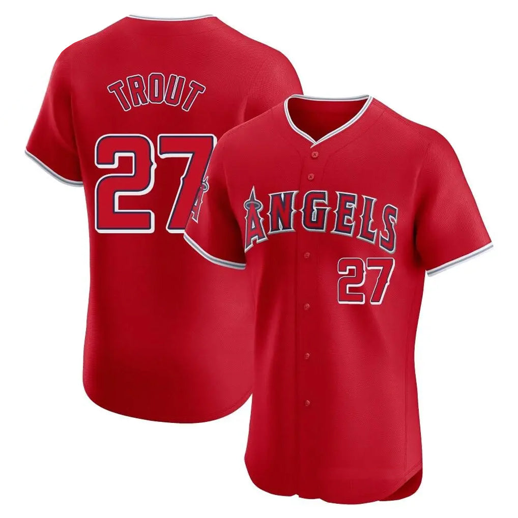 Vanessashop LA.Angels #27 Mike Trout Player Red Home Limited Elite Stitched Jerseys