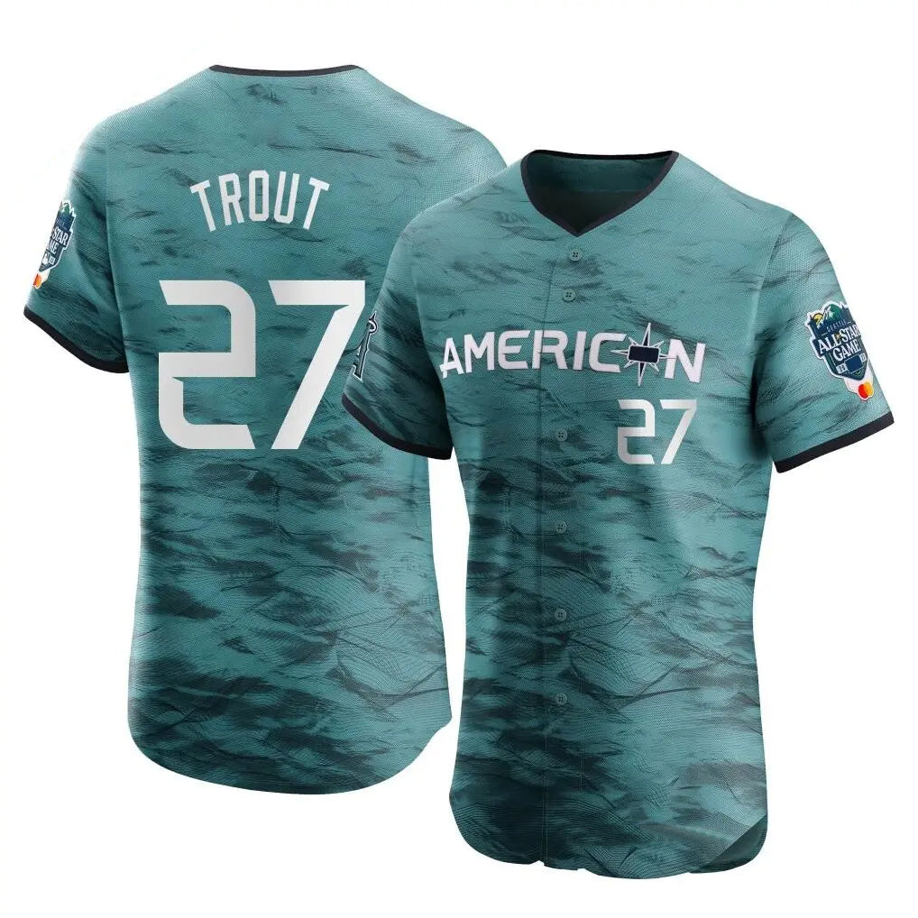 Vanessashop LA.Angels #27 Mike Trout Player Teal Elite American League Game Vapor Premier All-Star Stitched Jerseys