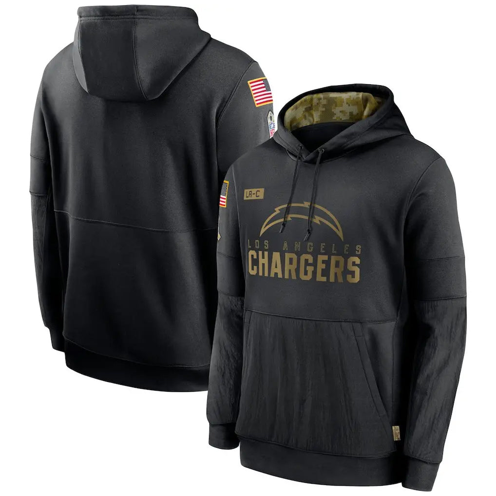 Vanessashop LA.Chargers Black Salute to Service Hoodies Limited Game Blank Player Stitched Jerseys