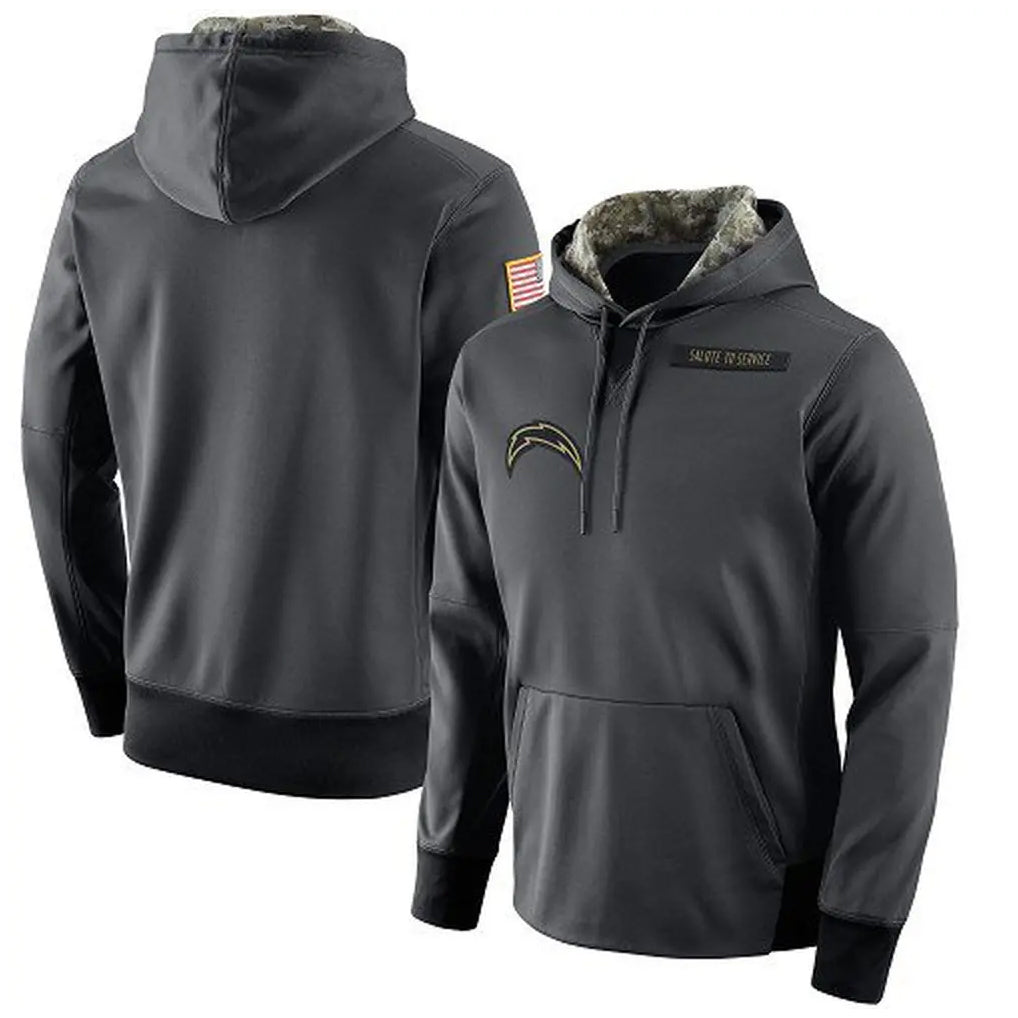 Vanessashop LA.Chargers Gray Pullover Hoodie Home Game Blank Player Stitched Jerseys