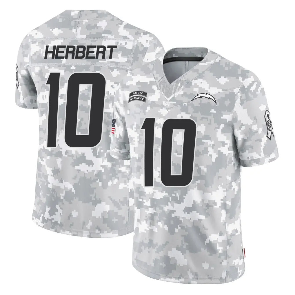 Vanessashop LA.Chargers #10 Justin Herbert Player Arctic Camo Salute To Service Limited Game Stitched Jerseys