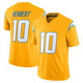 Vanessashop LA.Chargers #10 Justin Herbert Player Gold Limited Vapor F.U.S.E. Home Game Stitched Jerseys