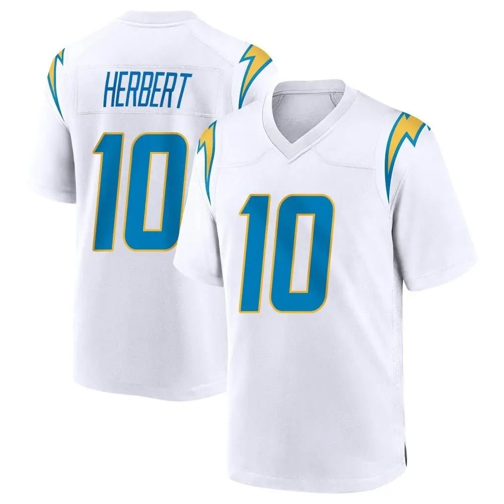 Vanessashop LA.Chargers #10 Justin Herbert Player White Home Game Stitched Jerseys