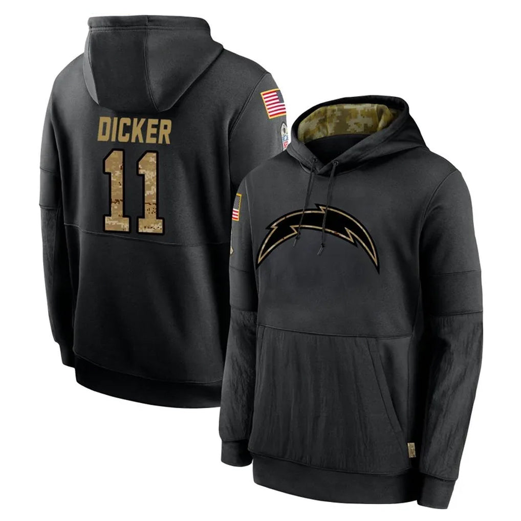 Vanessashop LA.Chargers #11 Cameron Dicker Player Black Salute to Service Hoodies Limited Game Stitched Jerseys