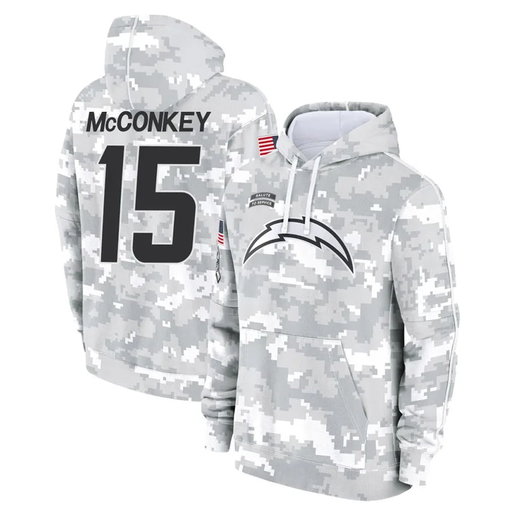 Vanessashop LA.Chargers #15 Ladd McConkey Player Arctic Camo Salute to Service Hoodies Limited Game Stitched Jerseys