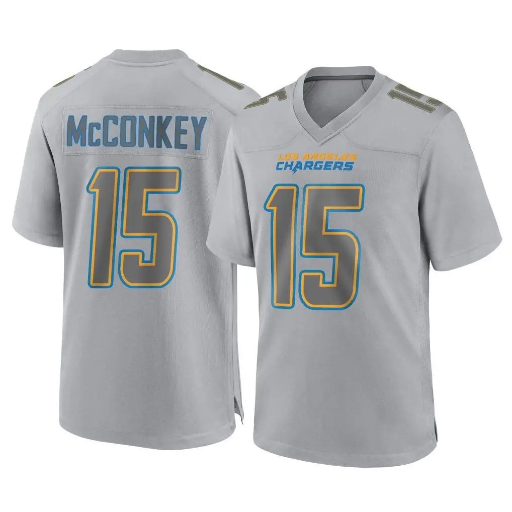 Vanessashop LA.Chargers #15 Ladd McConkey Player Gray Atmosphere Fashion Home Game Stitched Jerseys