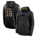 Vanessashop LA.Chargers #16 J.K. Scott Player Black Salute to Service Hoodies Limited Game Stitched Jerseys