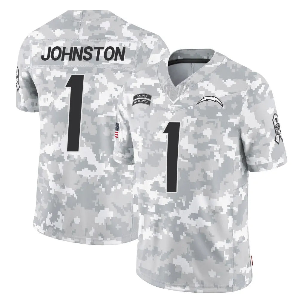 Vanessashop LA.Chargers #1 Quentin Johnston Player Arctic Camo Salute To Service Limited Game Stitched Jerseys