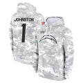 Vanessashop LA.Chargers #1 Quentin Johnston Player Arctic Camo Salute to Service Hoodies Limited Game Stitched Jerseys