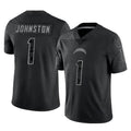 Vanessashop LA.Chargers #1 Quentin Johnston Player Black Limited Reflective Home Game Stitched Jerseys
