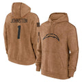 Vanessashop LA.Chargers #1 Quentin Johnston Player Brown Salute to Service Hoodies Limited Game Stitched Jerseys