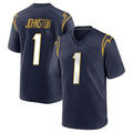 Vanessashop LA.Chargers #1 Quentin Johnston Player Navy Home Game Stitched Jerseys
