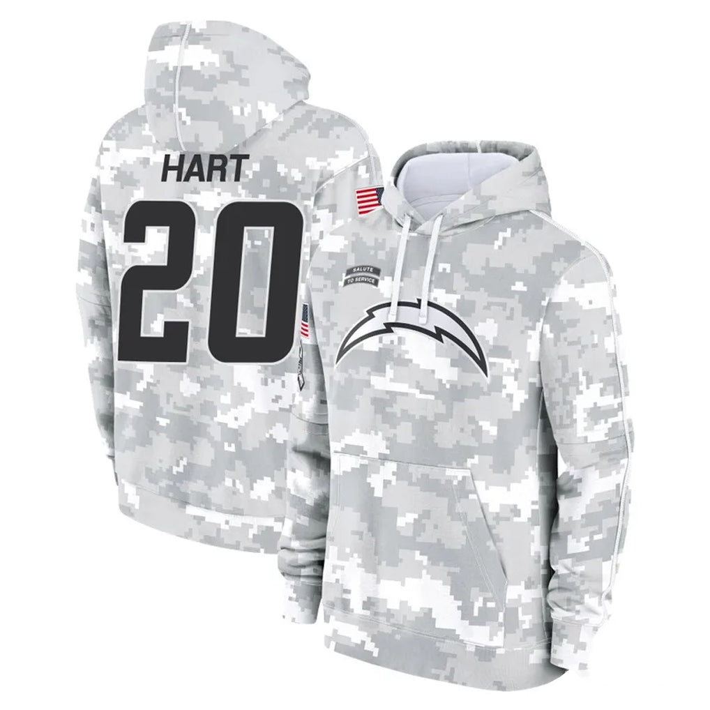 Vanessashop LA.Chargers #20 Cam Hart Player Arctic Camo Salute to Service Hoodies Limited Game Stitched Jerseys